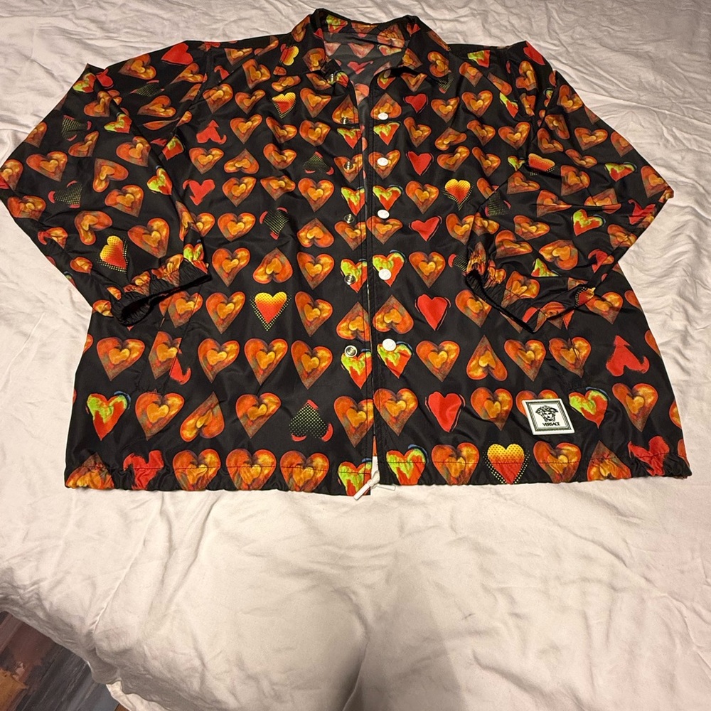 Versace Black and Orange Heart Windbreaker